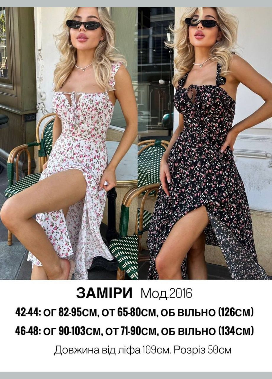 Черное праздничный, повседневный, кэжуал женское платье FINO Mode с цветочным принтом