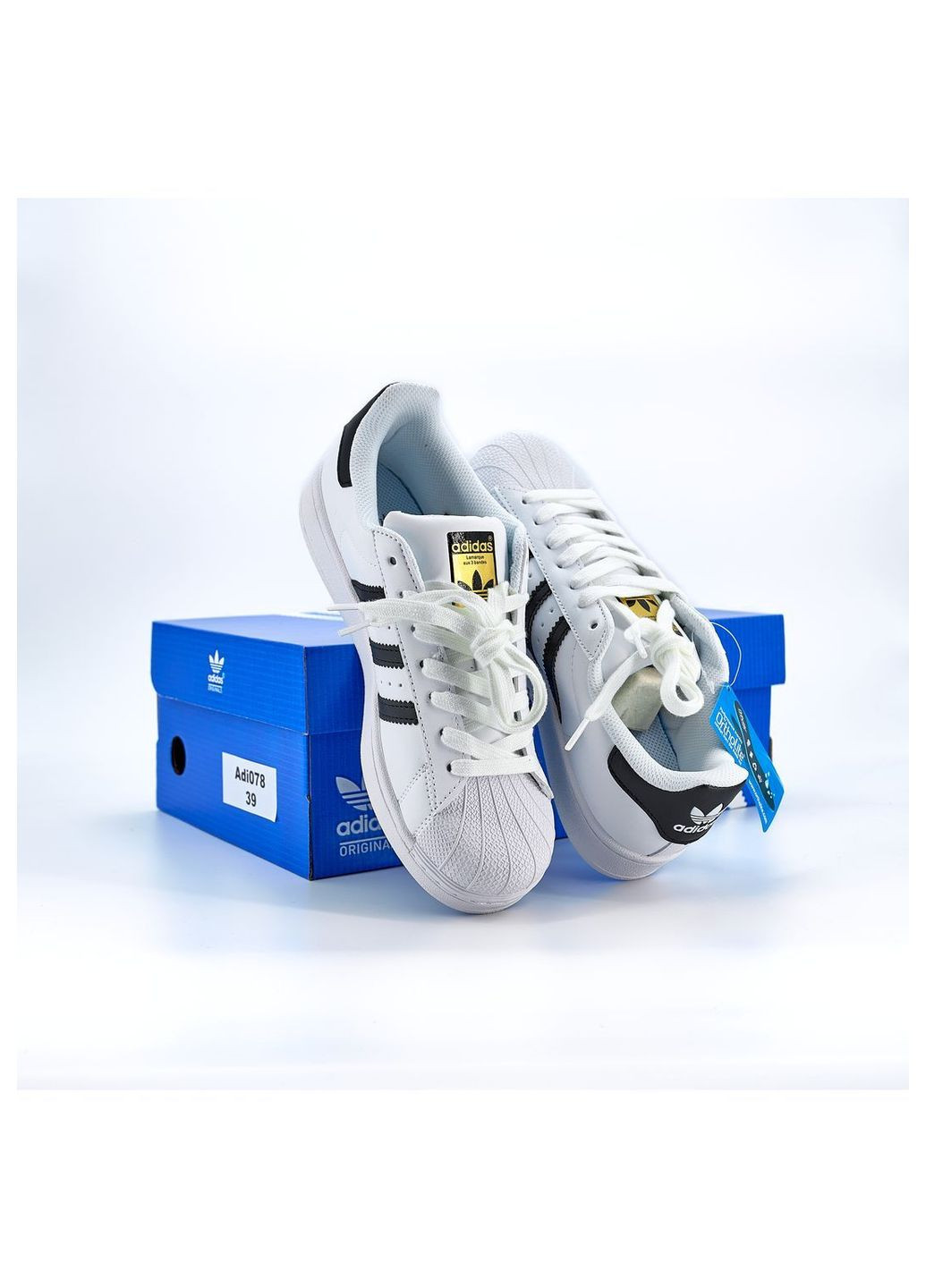 Білі всесезонні кросівки adidas No Brand Superstar White Black Premium