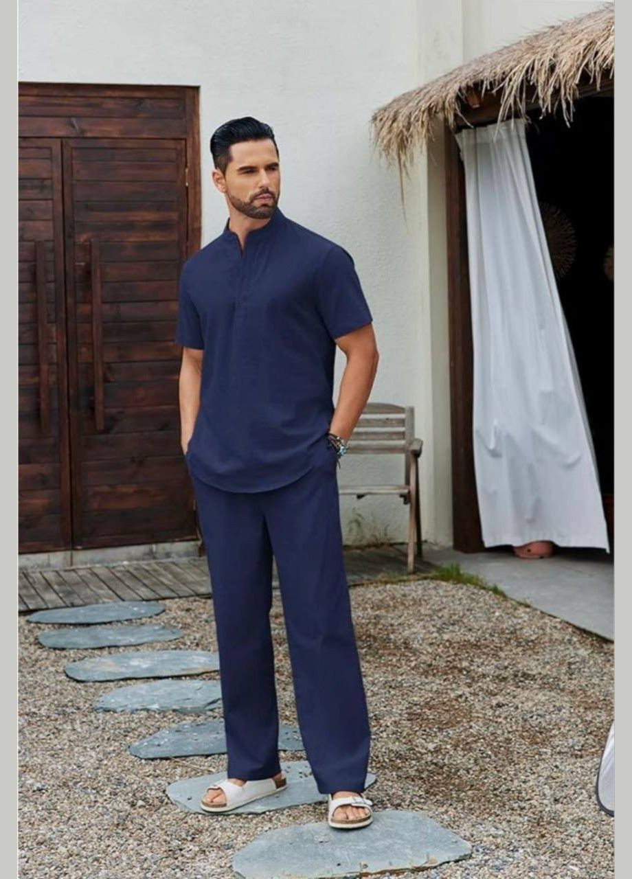 Синий летний мужской костюм брючный Style Point