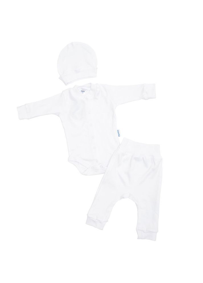 Білий набір на виписку для хлопчика, 3 предмета, інтерлок, р.56, white, білий () Twins W-190-TХ-56-01