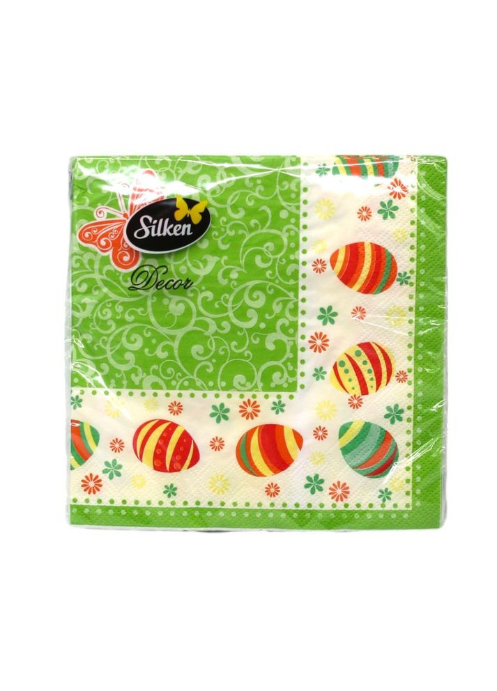 Салфетки бумажные пасхальные "Бабочка" 33*33 см 3 слоя 18 шт Silken (322739331)