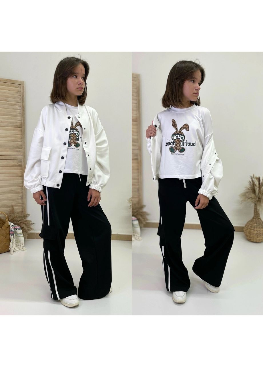 Костюм дитячий двонитка 3в1 осінній весняний для дівчинки No Brand (371137349)