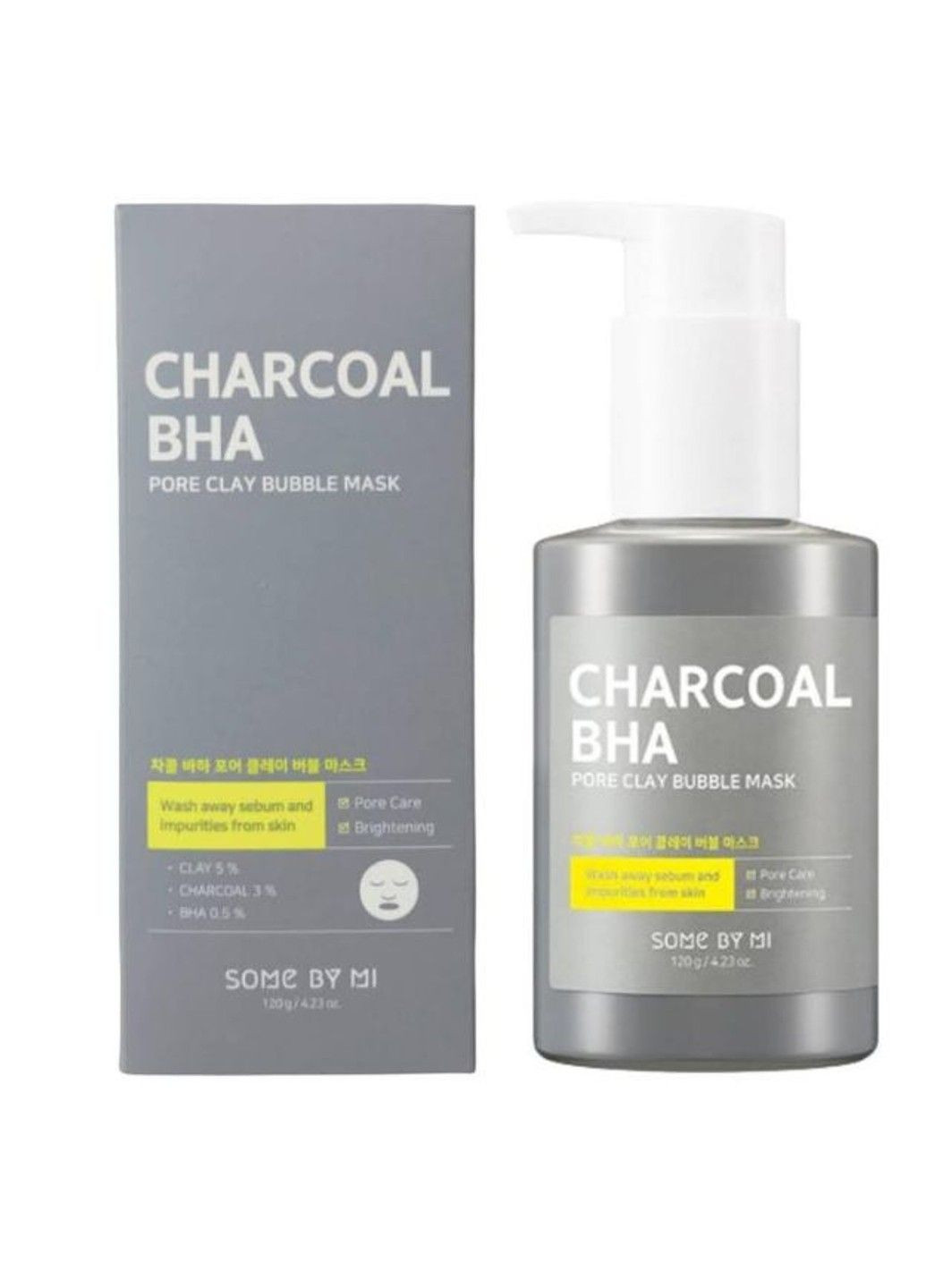 Маска-пінка для обличчя киснева Charcoal Bha pore Clay 120g Some By Mi (303633344)