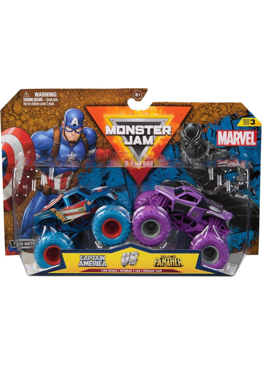 Подарочный набор металлических монстр-траков Monster Jam Marvel Капитан Америка, Черная Пантера Spin Master (365251612)