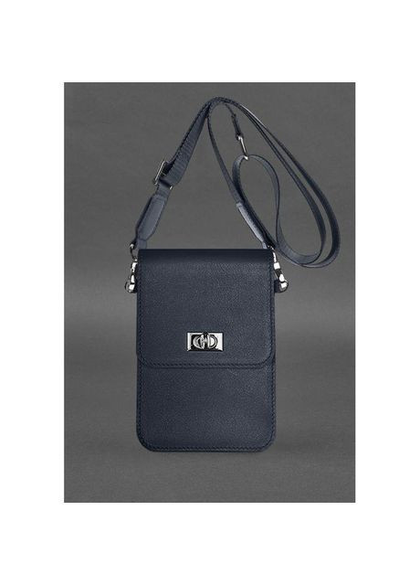 Сумка клатч через плече із натуральної шкіри жіноча для телефону маленька Синій 40139 BlankNote (361970379)