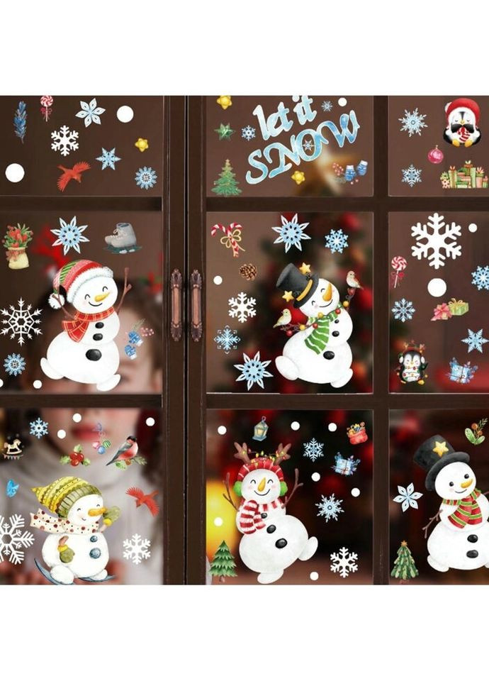 Набор новогодних наклеек на окно New Year 7 14579 20х30 см 8 листов No Brand (335584577)