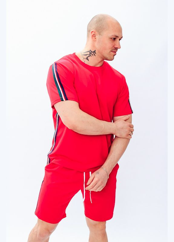 Червоний літній комплект чоловічий (футболка+бриджі) (p-6029) Носи своє