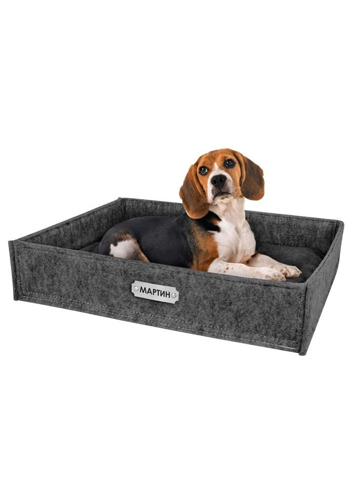 Лежак для собак Прямоугольный Серый M BronzeDog - (323233598)