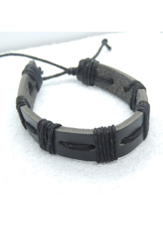 Браслет кожаный на руку черный с многослойным плетением B1587 Fashion Jewelry (292324244)