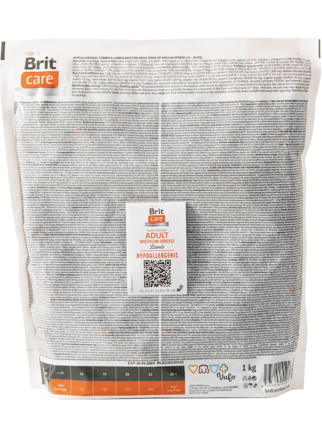Корм для собак середніх порід Dog Hypoallergenic Adult Medium Breed гіпоалергенний з ягнятком 1 кг (8595602559039) Brit Care (316226767)