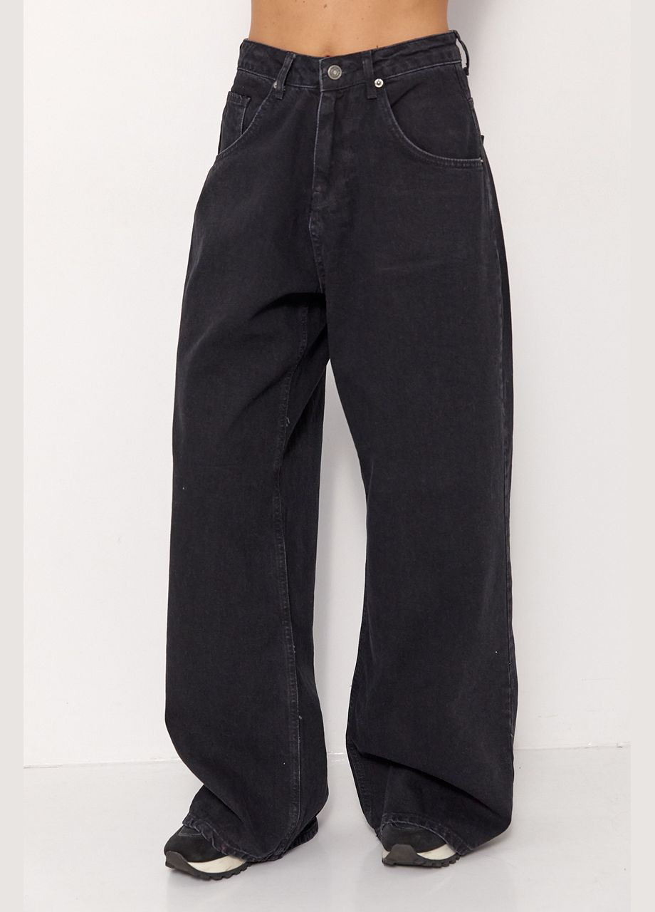 Джинси wide leg з високою талією - чорний колір Lurex - (335077216)