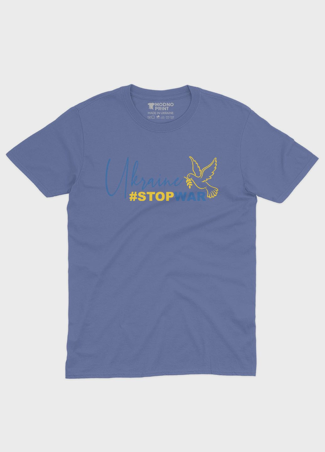 Темно-голубая летняя мужская футболка с патриотическим принтом top war s (ts001-2-dmb-005-1-041-f) Modno