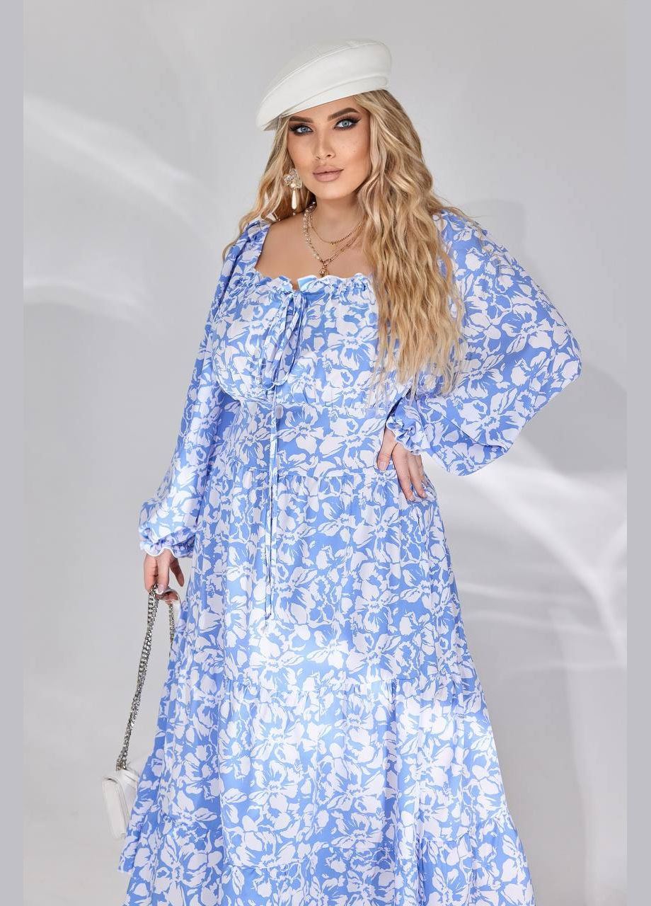 Блакитна женское свободное платье из софта цвет голубой р.50/52 450392 New Trend