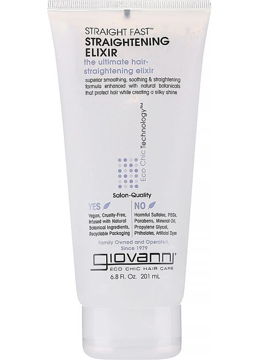 Еліксир для вирівнювання волосся Eco Chic Hair Care Straight Fast Straightening Elixir 201ml (85505-31100040) Giovanni (368647603)