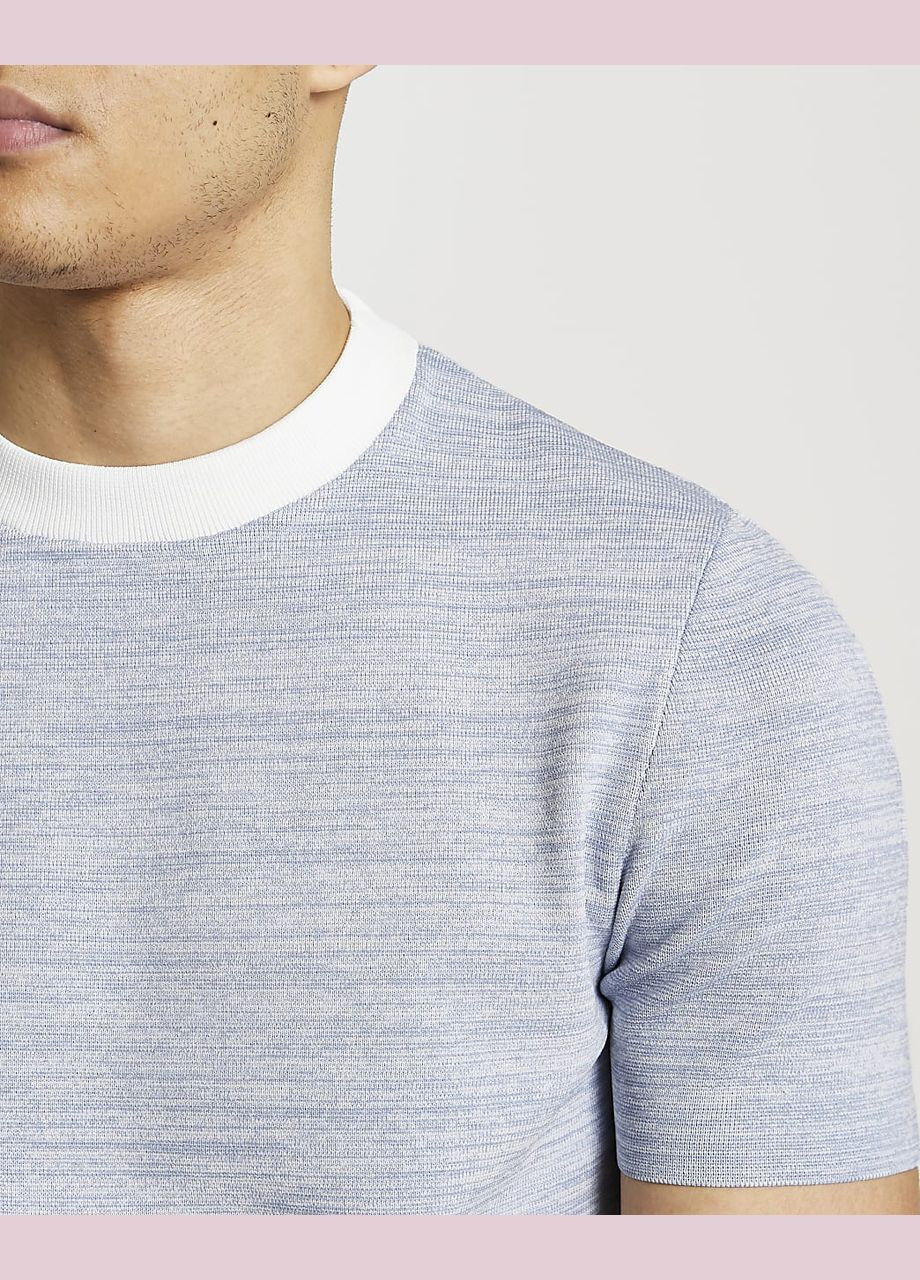 Блакитна футболка пл.матеріал,блакитний-білий, River Island