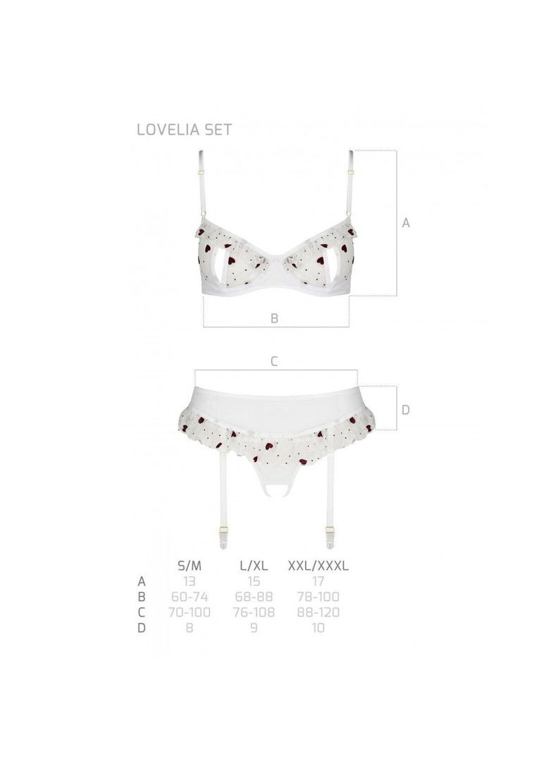 Білий демісезонний сексуальний комплект з поясом для панчіх lovelia set white - cherrylove Passion