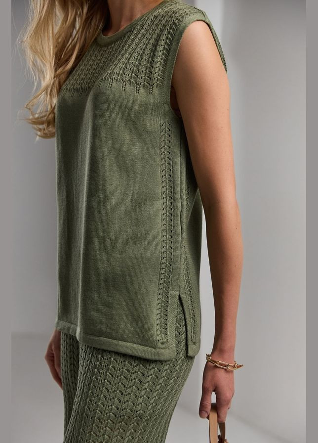 Женский вязаный ажурный топ с боковыми разрезами (2471) Triko Bakh (334710550)