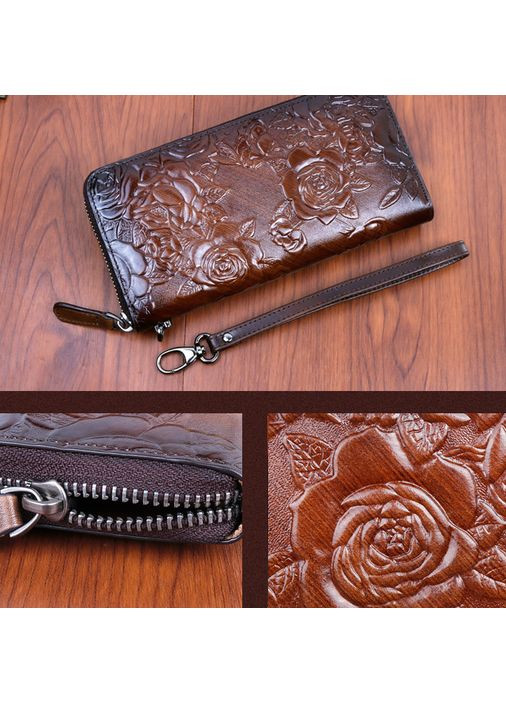 Женский кожаный клатч-кошелек из натуральной кожи коричневыйный и модный для документов и мелочи ProDobro (363221957)