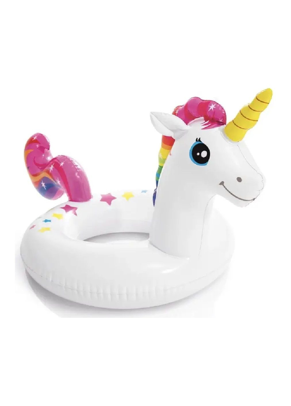 Дитячий надувний круг для плавання в басейні для дітей від 3 до 6 років 107x58 см (479763-Prob) Райдужний єдиноріг із зірочками Unbranded (323442054)