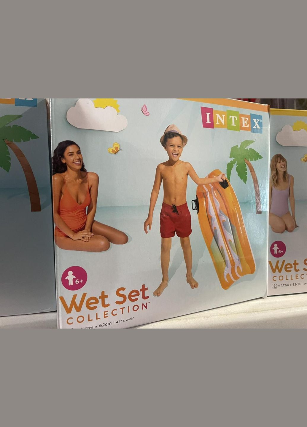 Надувна дошка, плот «веселий наїзник» жовта та червона з ручками 112х62см⛱ Intex (350354886)