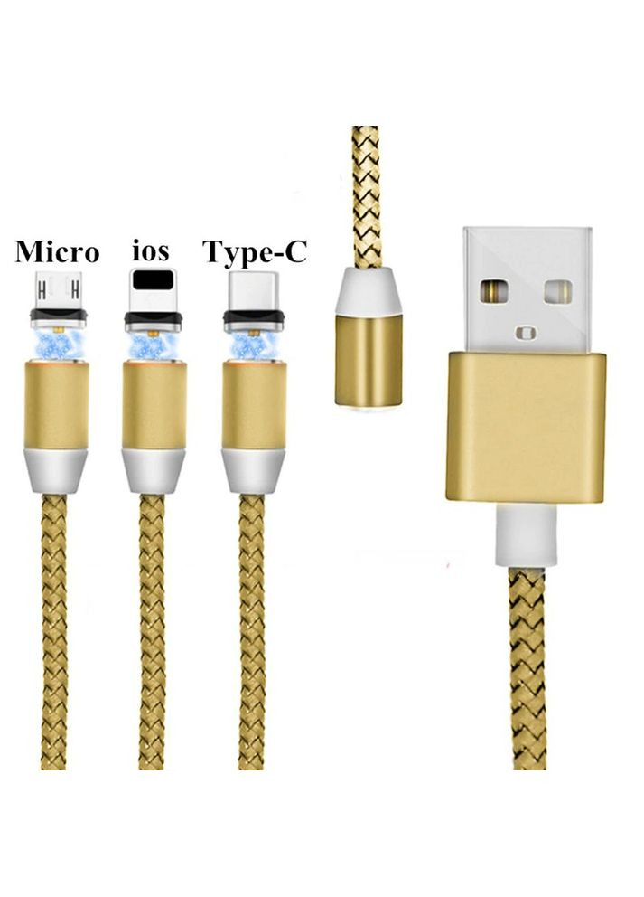 Магнитный кабель для подзарядки 3в1 (Type-C, Micro USB, Lighting) M3/USB шнур для телефона Uslion (370259098)