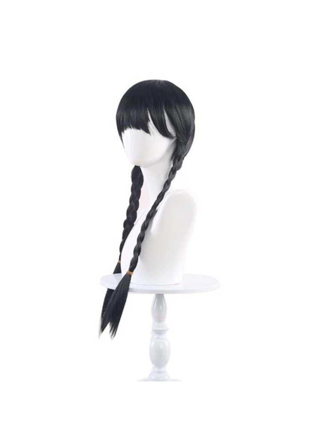 Косплей "Wednesday" парик с челкой и косичками - 65 см - Черный No Brand (288539260)
