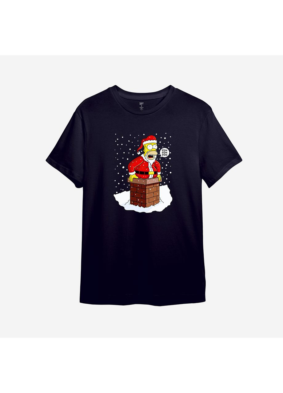 Темно-синя новорічна футболка з принтом "gomer simpson". the simpsons (10611488193) з коротким рукавом ТiШОТКА