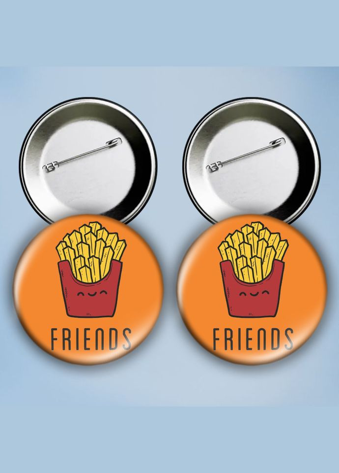 Значки на булавке набор 2 шт Картошка фри металлические на шпильке 56 мм No Brand (303108200)