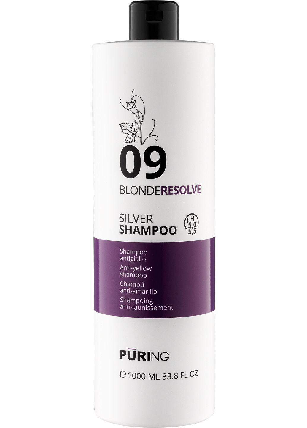 Шампунь для нейтралізації жовтих відтінків 09 BLONDERESOLVE 1000 мл Puring (334704655)