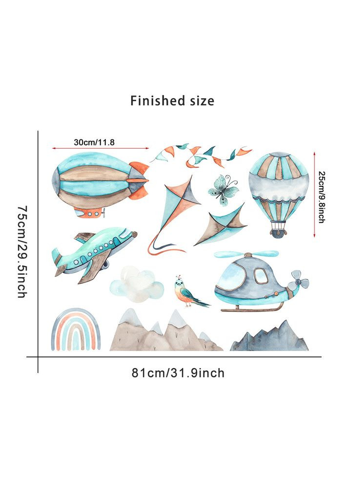 Наклейка на стіну Літак дирижабль гелікоптер куля (листа 60 х 90 см) Б418-14 No Brand (302242603)