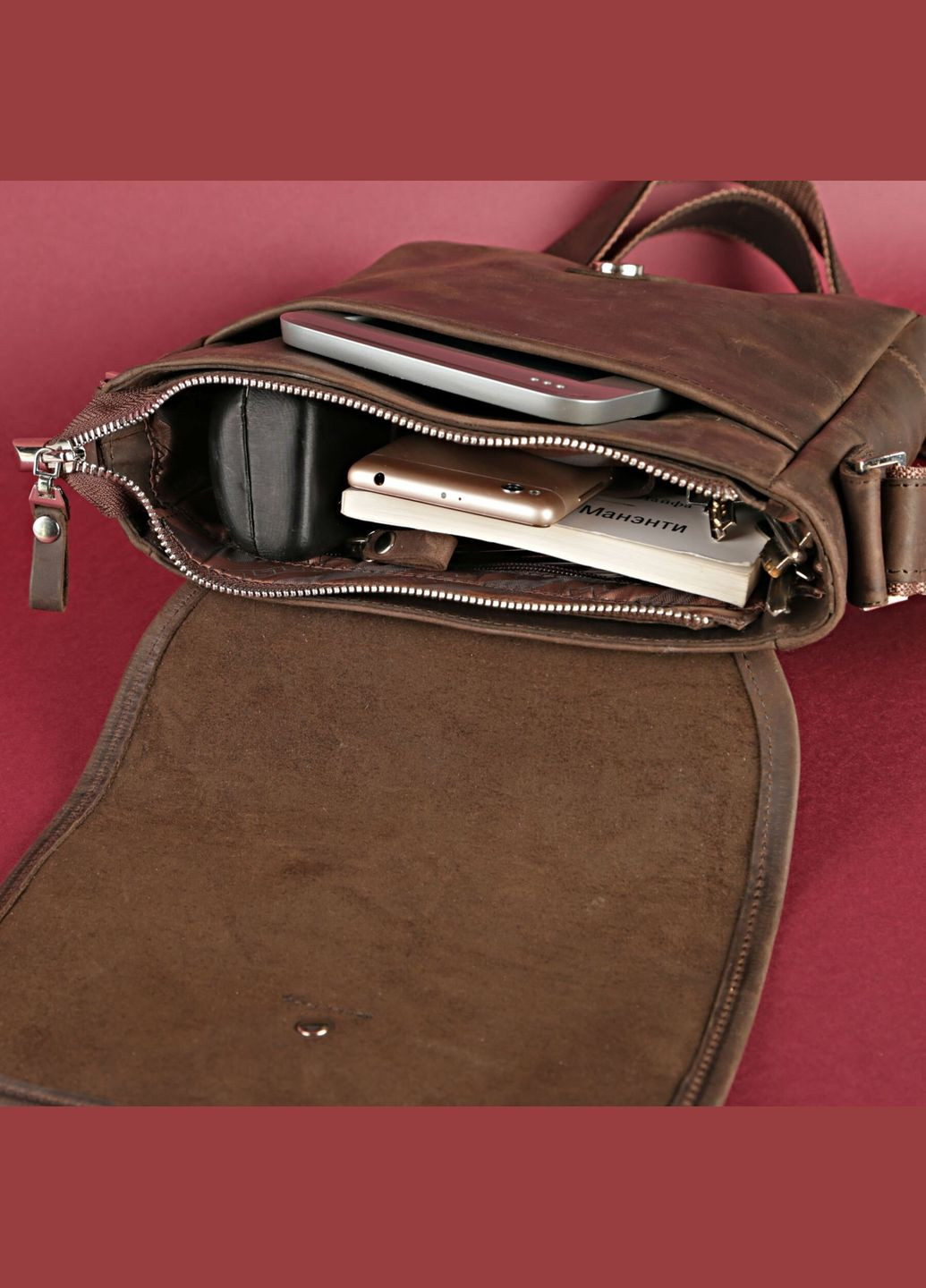 Сумка 00890 з вінтажній шкіри Коричнева Shvigel (331910137)