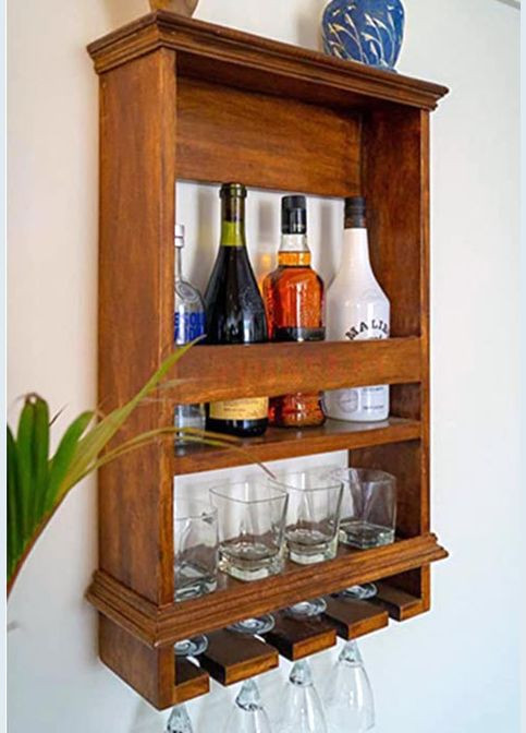 Настінна винна полиця з дерева Хіотасі охра (ПНК-019304) No Brand (327426599)