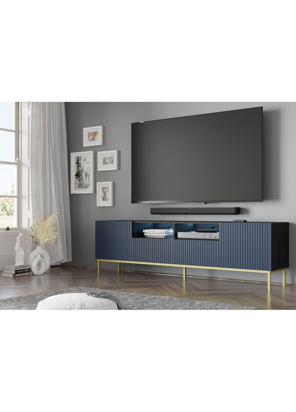 Тумба под телевизор Ravenna BCK 2D2S 200 синяя Bim Furniture (291124625)