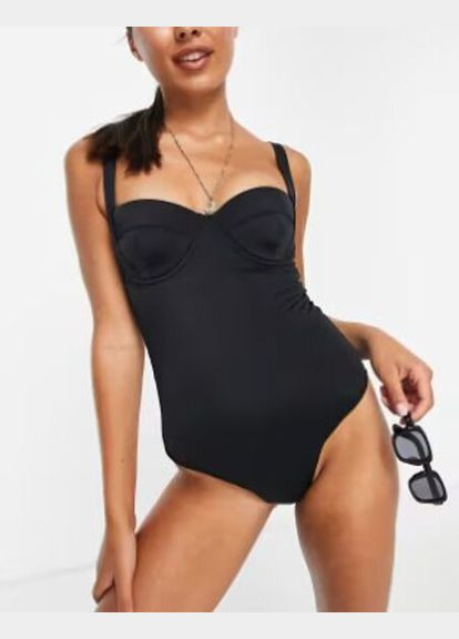 Черный демисезонный купальник слитный Asos 101344896