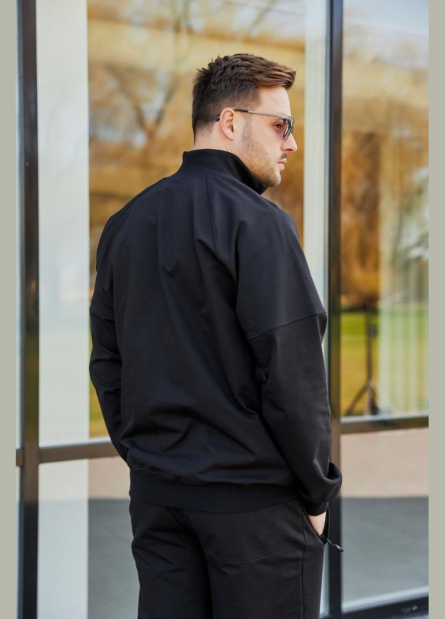 Чорний чоловічий джемпер з блискавкою на горовині (м180.3) UMON (329440255)