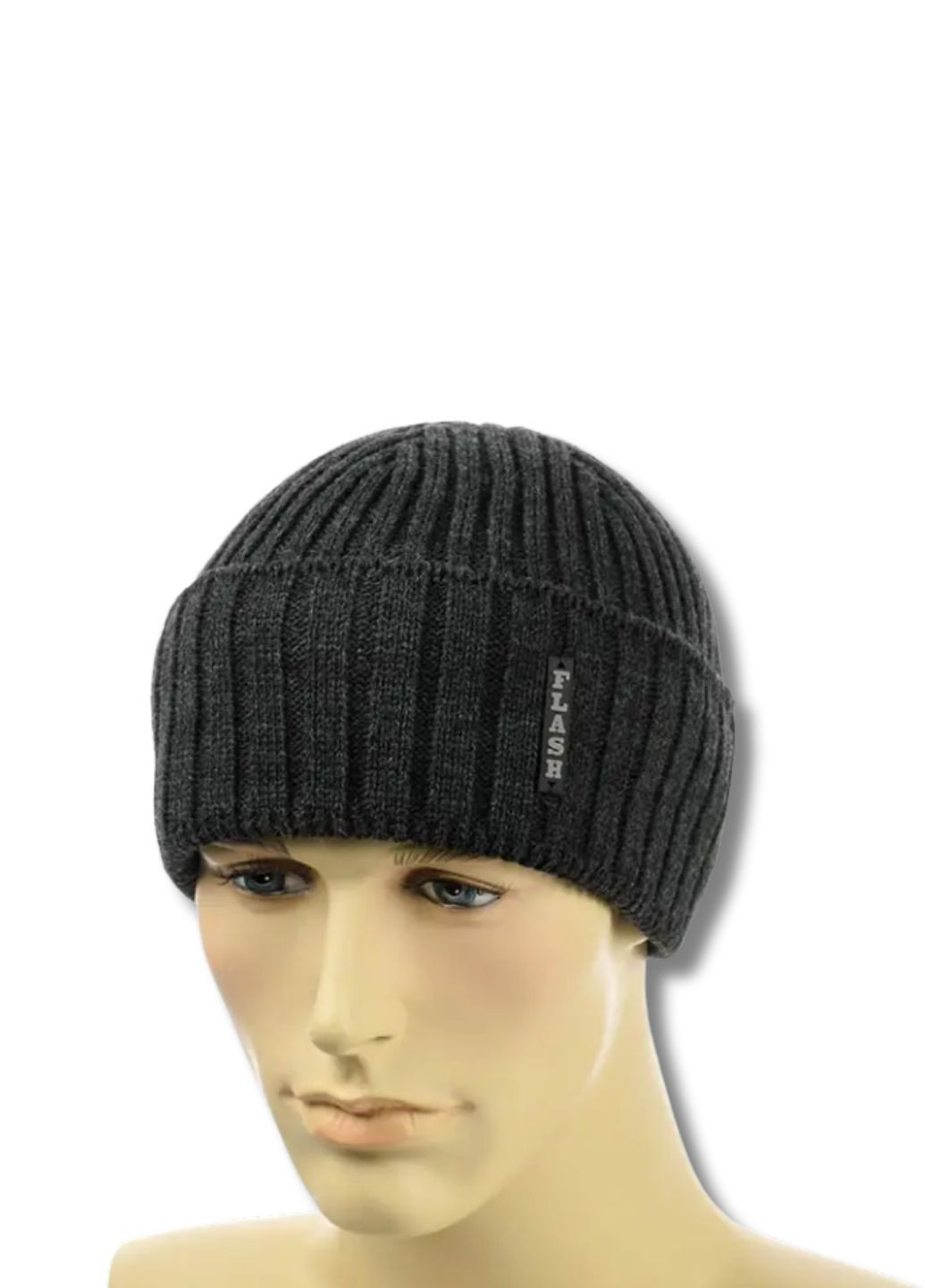 Мужская демисезонная шапка с отворотом 2х1 No Brand Чоловіча демісезонна шапка (353302288)