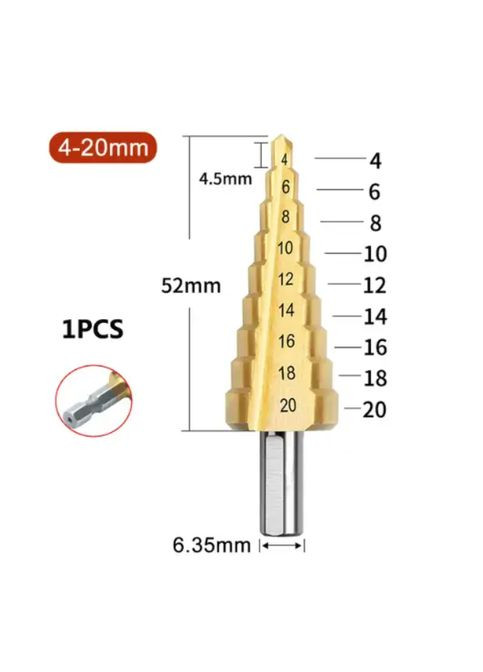 Набір свердел з титановим покриттям конусних, ступінчасте 3шт. No Brand (293511349)