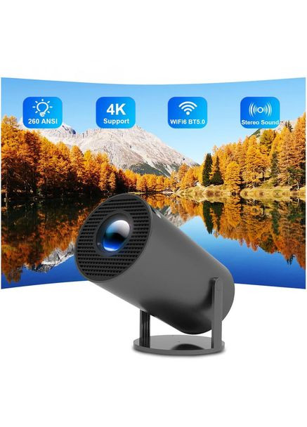 Портативний смарт-проєктор 4K Ultra HD SMART, Android/iOS, Wi-Fi 6, Bluetooth, HDMI, домашній кінотеатр Lucky Day Shop (362210996)