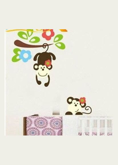 Наклейка на стену Милые обезьяны играющие на деревьях (лист 25 х 70 см) Б95 No Brand (302242282)