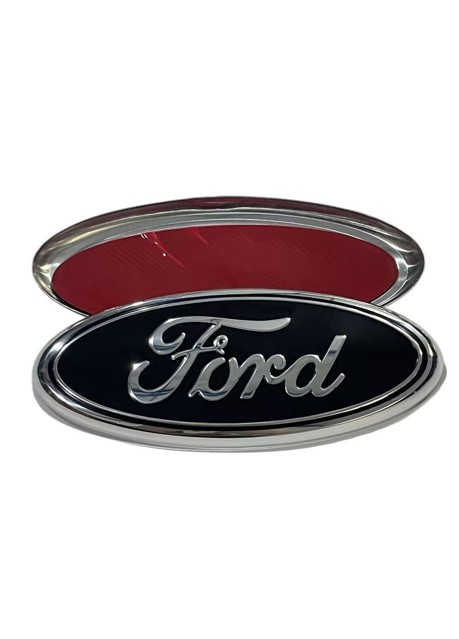 Эмблема FORD черная+серебро 175х74 мм металл (на скотче) Ford Motor Company (369610786)