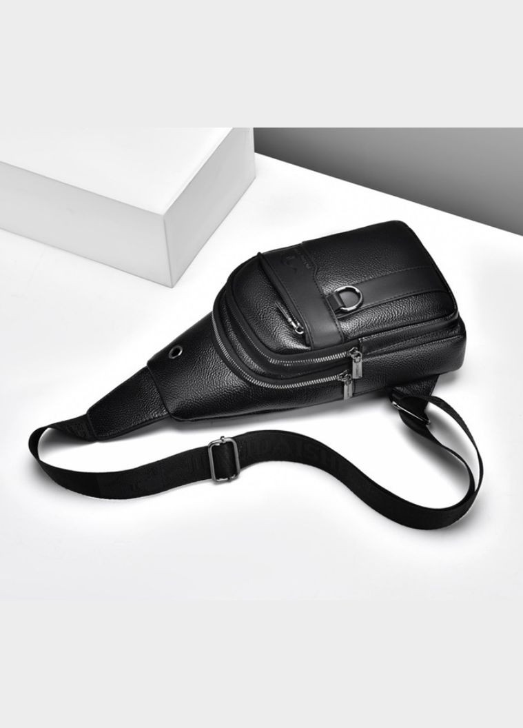 Чоловічі сумки слінг на груди Кенгуру екокожа чорна (sku_1692) No Brand (346078126)