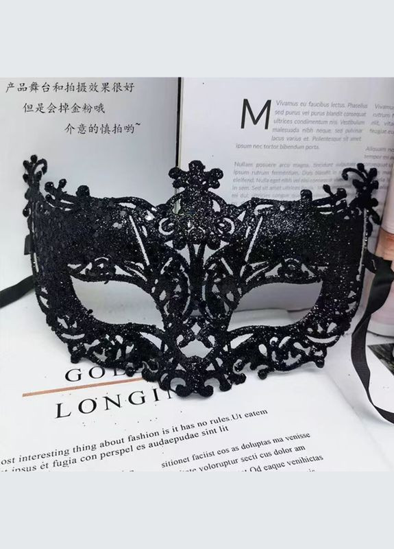 Маска маскарадна жіноча з блискітками чорний No Brand (362267890)