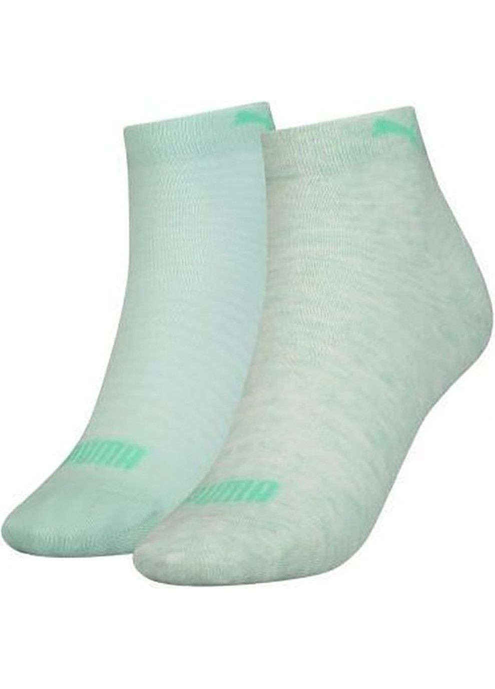 Зелёные носки quarter women 2-pack light green Puma однотонные (333957746)