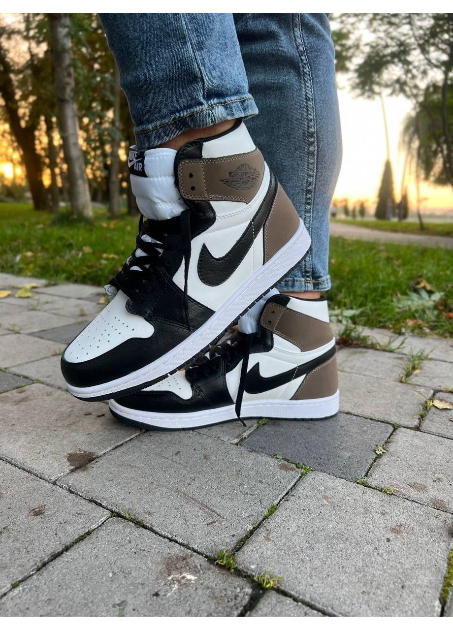 Комбіновані Осінні кросівки чоловічі nike air jordan 1 darck mocha найк аір джордан No Brand