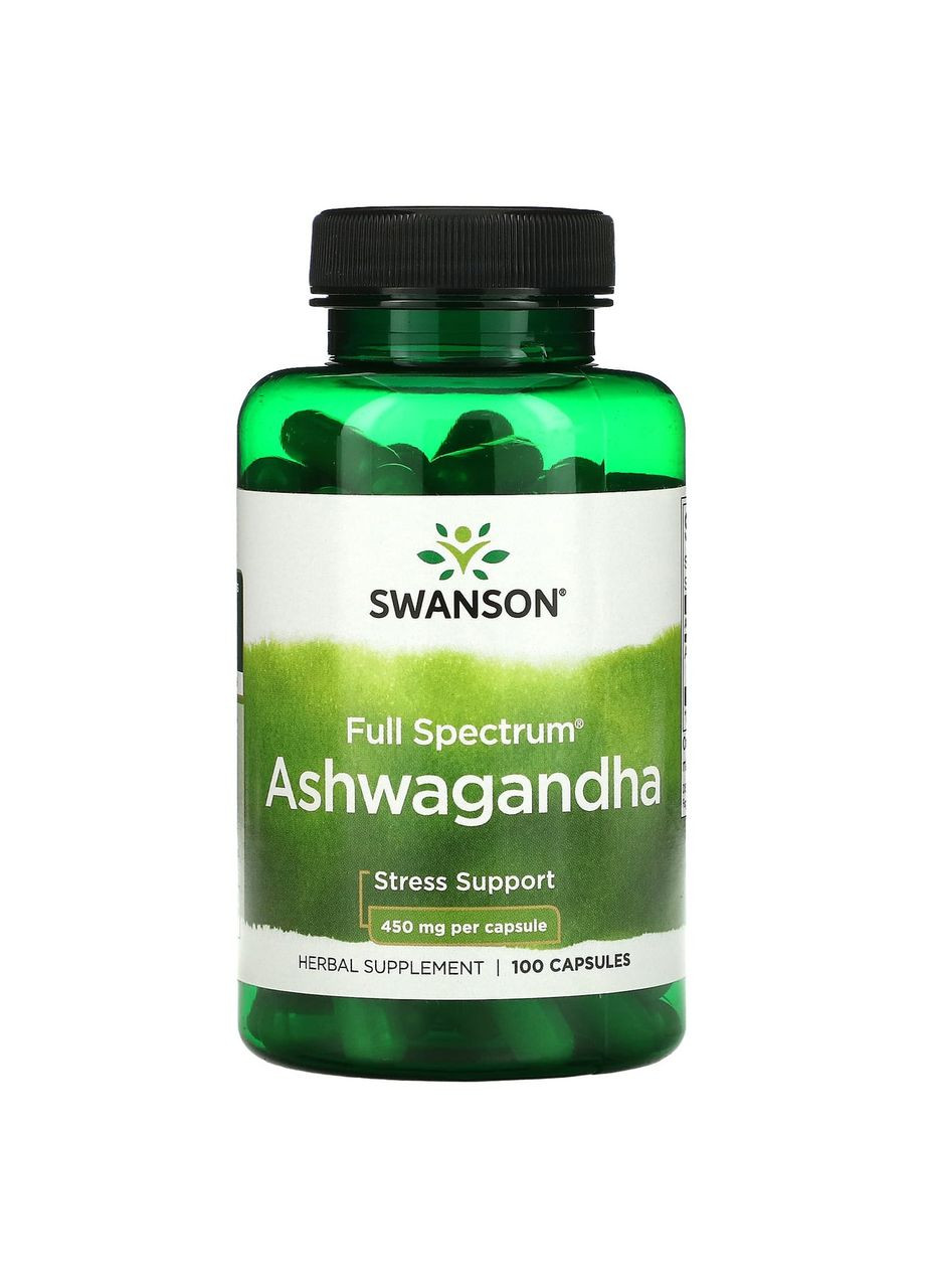 Ашваганда 450 мг Ashwagandha антистрес для нервової системи 100 капсул Swanson (267320831)