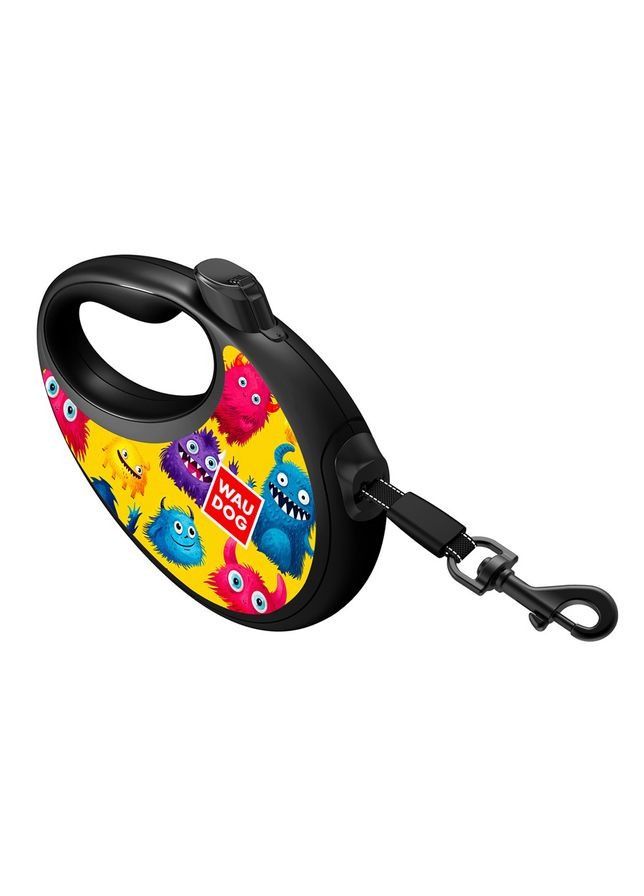 Повідець-рулетка для собак WAUDOG R-leash з контейнером для пакетів, малюнок "Мохнаті монстри", світловідбивна стрічка,, до 12 No Brand (363197348)
