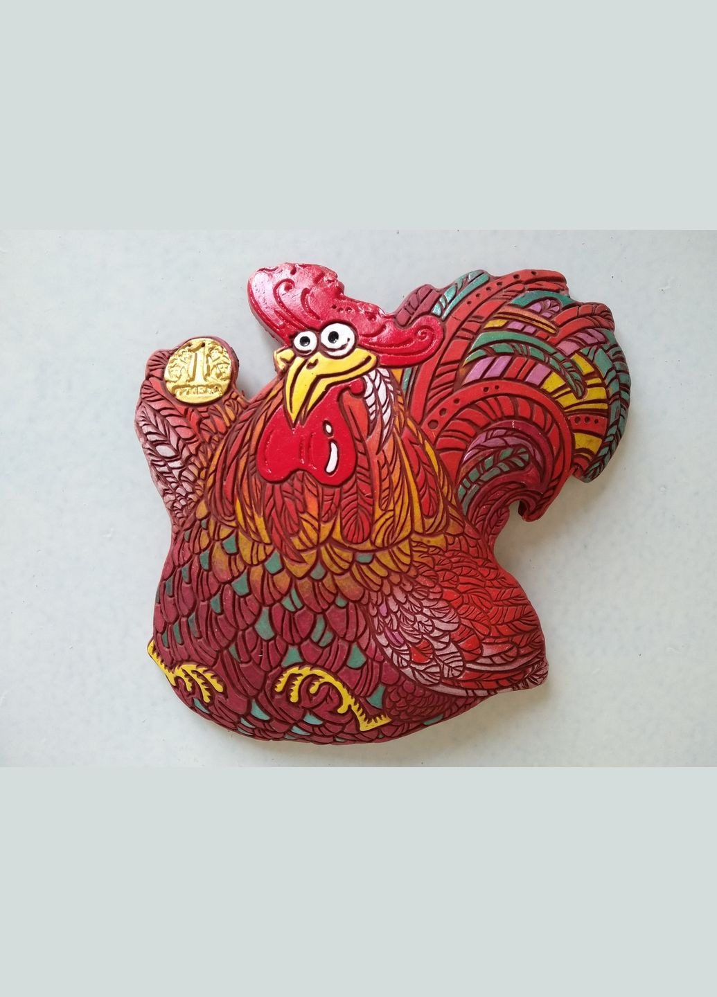 Керамическое настенное панно "Зажиточный Петух" Коти&Ангели (301533099)