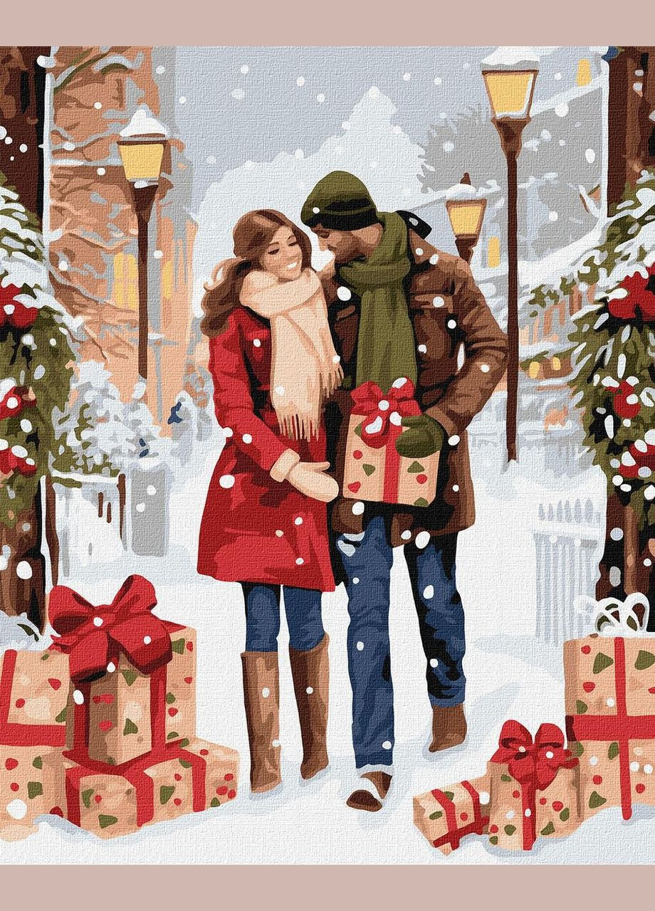 Картина по номерам Зимние подарки. Люди 40*50 см KHO 8349 Ідейка (322471880)