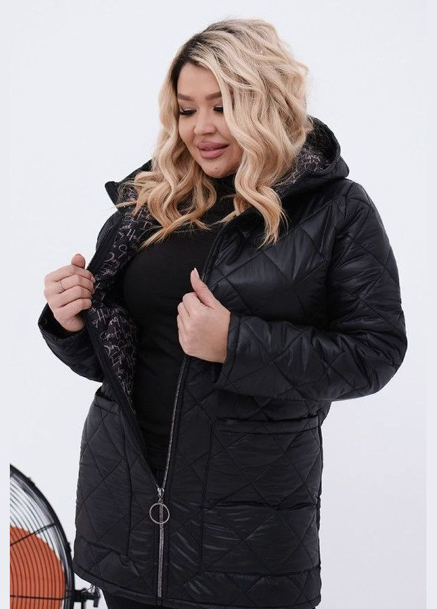 Черная женская теплая стеганная куртка цвет черный р.50/52 449423 New Trend