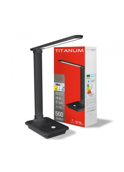 Настольная ламап TLTF009В 10 Вт 3000-6500 K Черная (25906) Titanum (284107180)